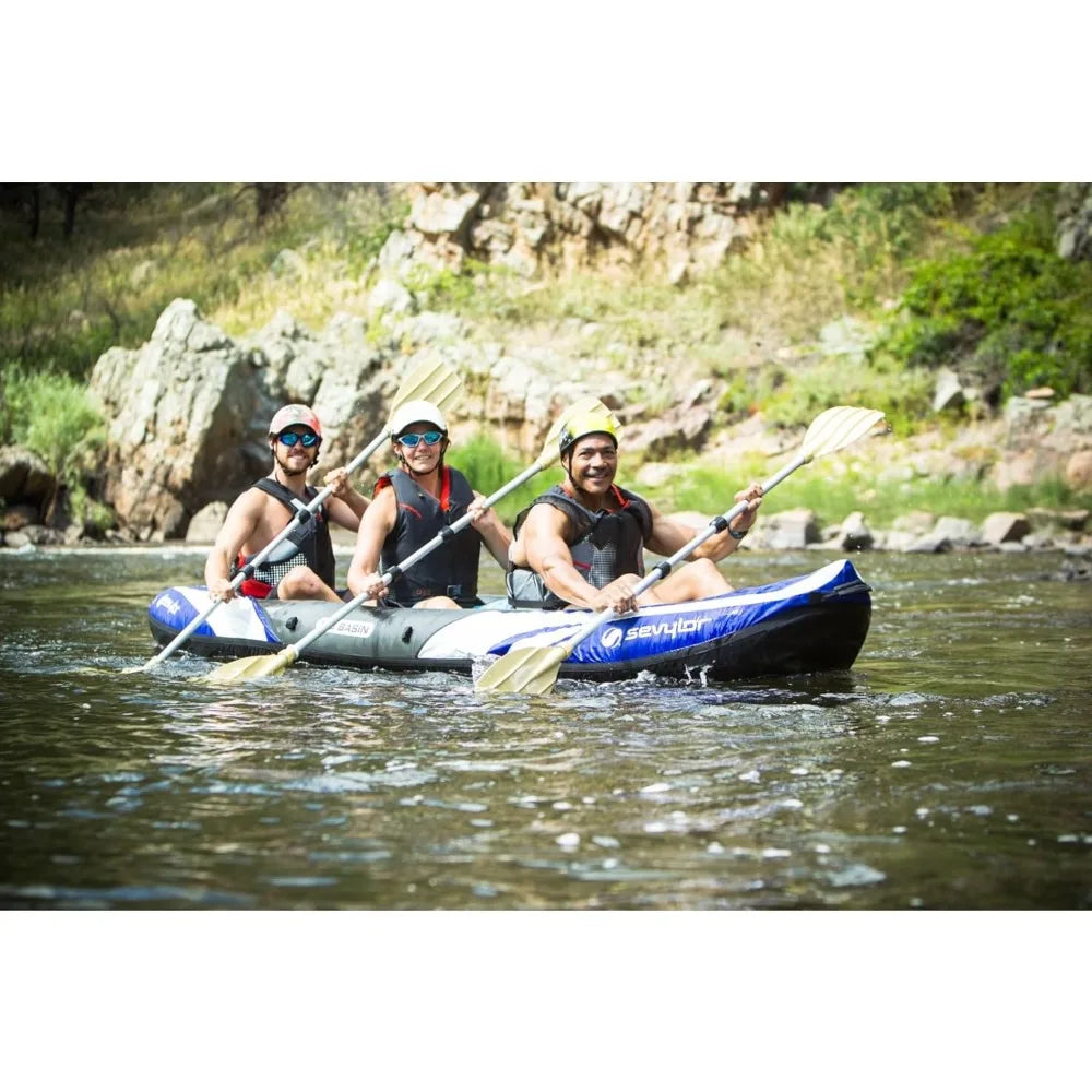 3-Person Heavy PVC Inflatable Kayak with Seats & Handles