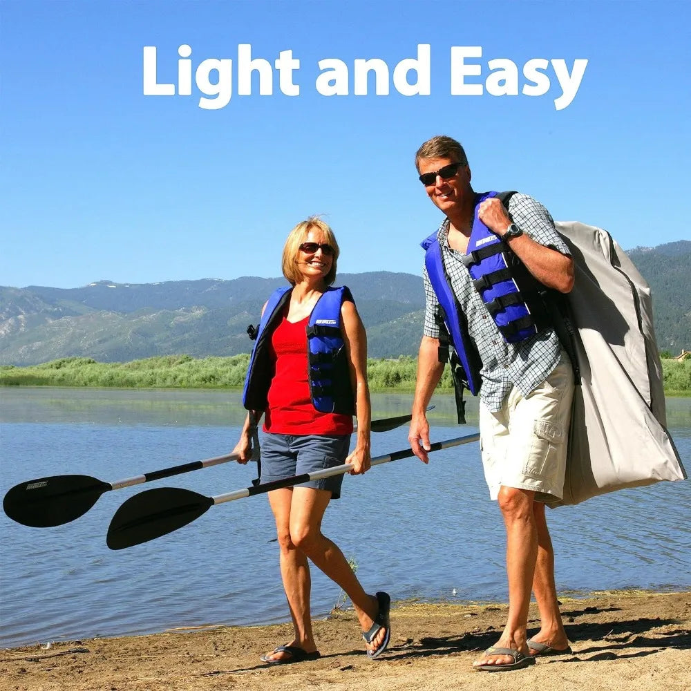 Two Person Inflatable Kayak Seats, Paddles, Bag and Electric Pump