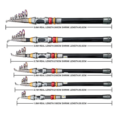 1.8-3.6M telescopic fishing rod with spinning reel combo