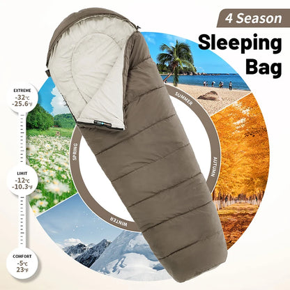 -12 degree C  Lightweight Winter Mummy Sleeping Bag