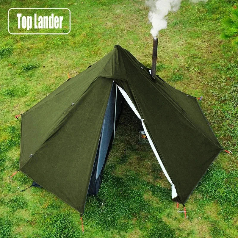 Hot Tent with Chimney Window  Ultralight Tipi Teepee Tent, Double Layer Bushcraft for 1 Person