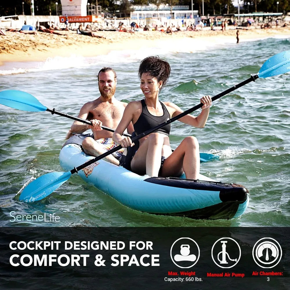 2 Person Inflatable Kayak w/Aluminum Paddles Lightweight,