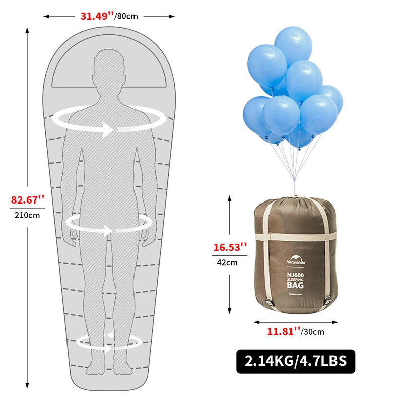 -12 degree C  Lightweight Winter Mummy Sleeping Bag