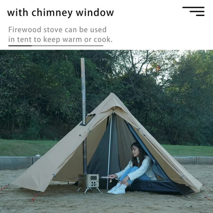 Hot Tent with Chimney Window  Ultralight Tipi Teepee Tent, Double Layer Bushcraft for 1 Person