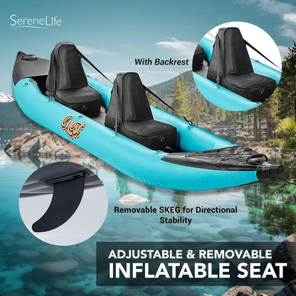 2 Person Inflatable Kayak w/Aluminum Paddles Lightweight,