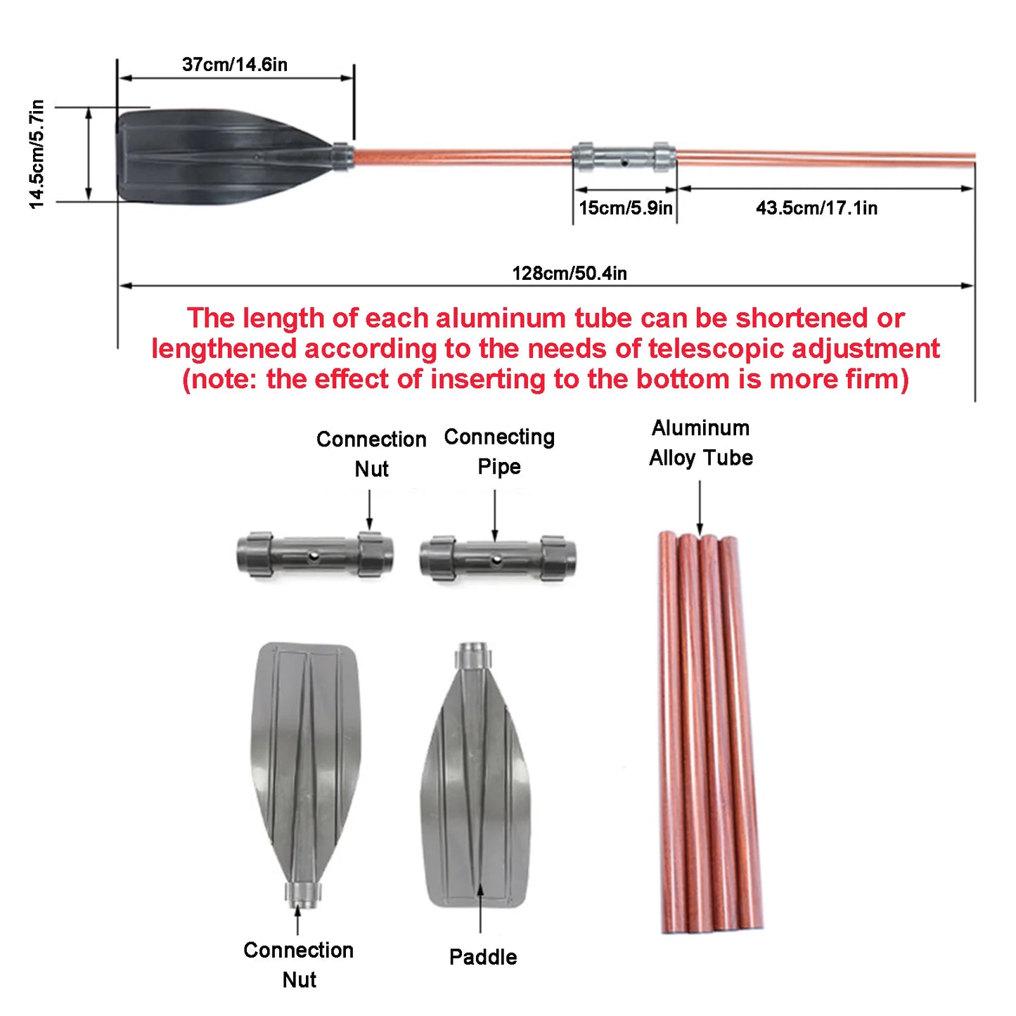 Thickened Kayak Paddle Aluminum Shaft Reinforced Blades