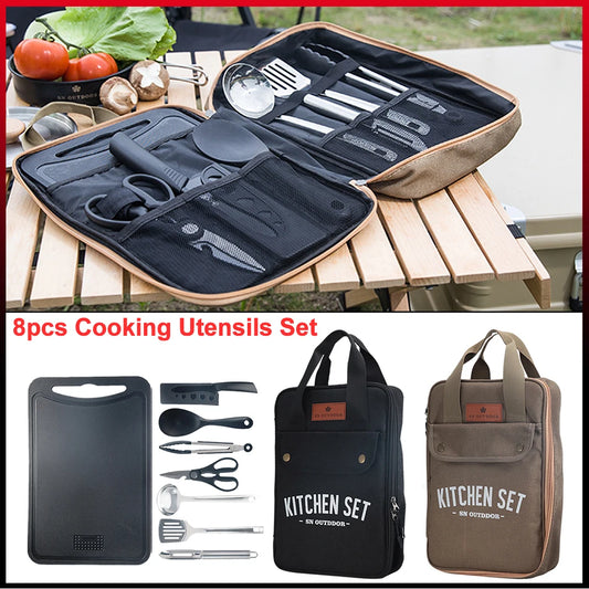 8pcs Outdoor Stainless Utensils  in Organizer  bag