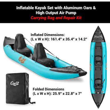 2 Person Inflatable Kayak w/Aluminum Paddles Lightweight,