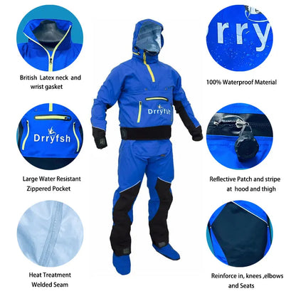 Dry Suit Jacket-Bib Pants - Hooded Unisex