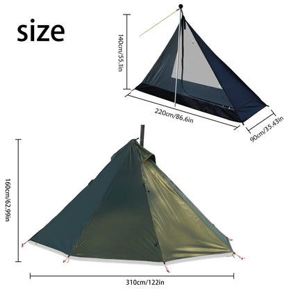 Hot Tent with Chimney Window  Ultralight Tipi Teepee Tent, Double Layer Bushcraft for 1 Person