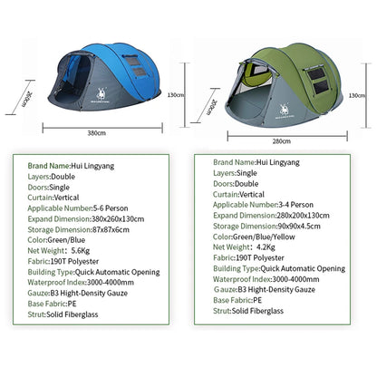 Pop up tent 6 Person waterproof camping hiking tent