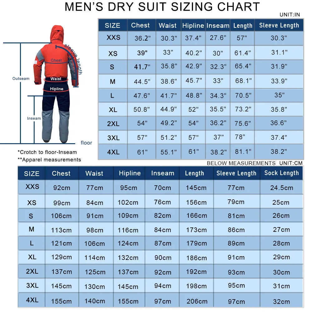 Mens Breathable Dry Suit for Cold Water Rafting and Fishing