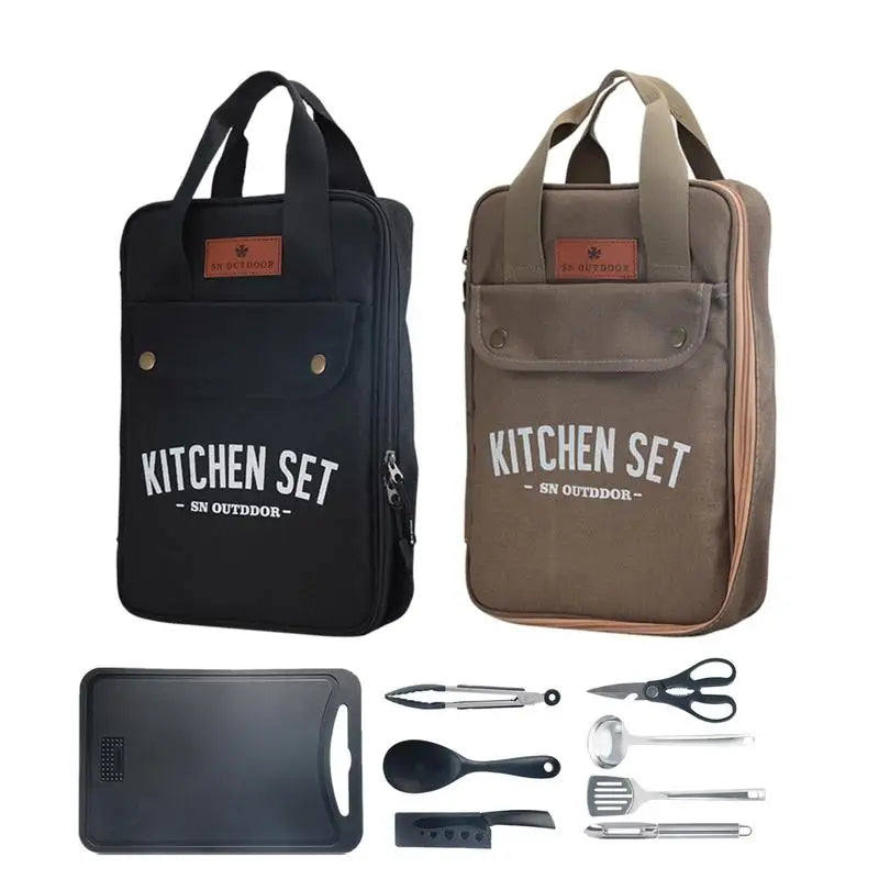 8pcs Outdoor Stainless Utensils  in Organizer  bag